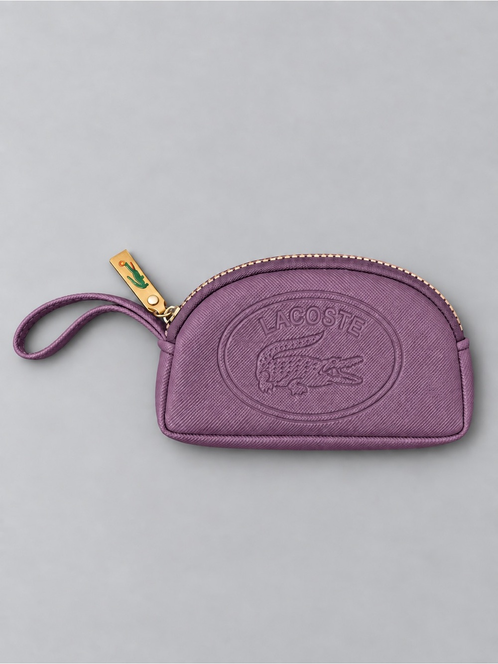 Vintage 90s Lacoste Purple Rubberized Wristlet Dome Pouch Coin Purse